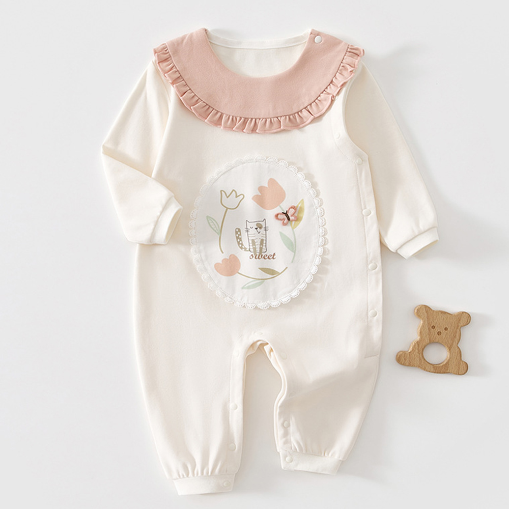 Baby Xmas Clothing - Baby Weihnachten Onesies Baumwolle Rüschen Floral