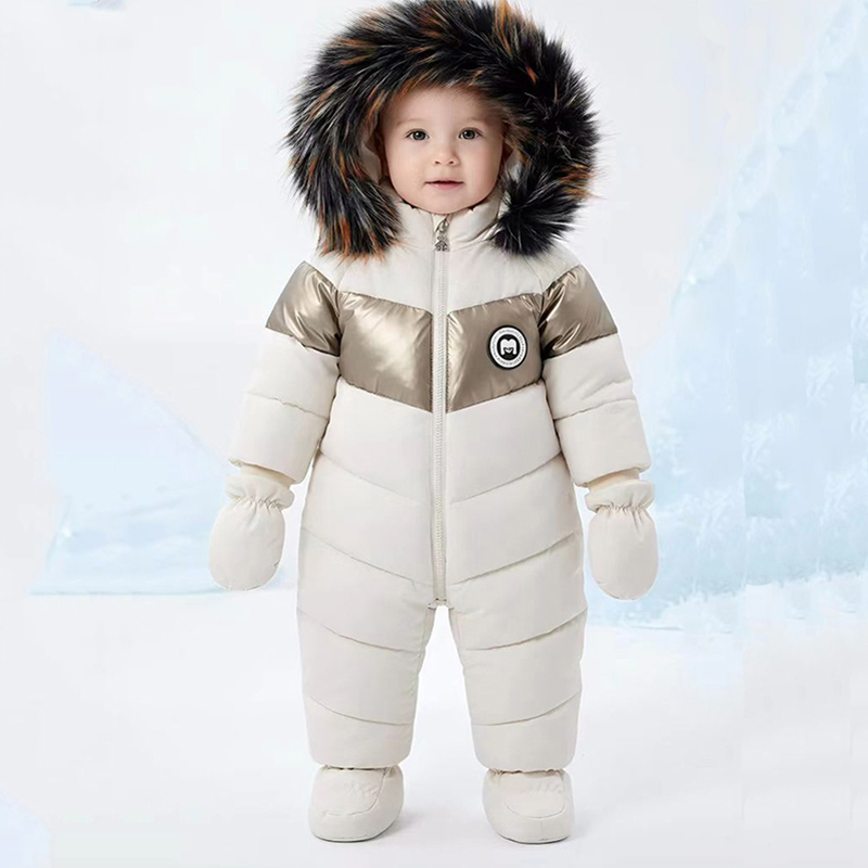 Baby Clothing Winter - Winter-Neugeborenen-Strampler mit Handschuhen, Warme Verdickte Babykleidung